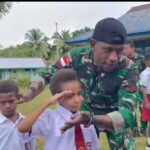 Satgas RI-PNG Yonif763/SBA Latih PBB Siswa SD dan PAUDdi Kampung Konja