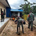 Personel Pos Asgon Satgas Yonif 123/Rajawali  Laksanakan Karya Bakti di Kampung Hafoe
