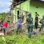 Satgas Yonif 123/Rajawali Gelar Karya Bakti Bersama Warga di Masjid Al-Insan Senggo